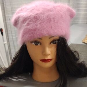 🩷🩷New Pink 80%Angora Fuzzy Slouchy Beanie Hat